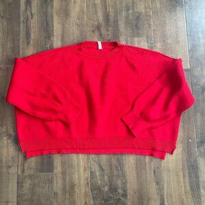 Wishlist Red Ribbed Dolman Sleeve Cropped Sweater Size L